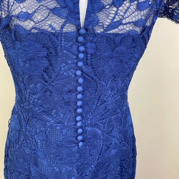 NWT’s Gal Meets Glam Women’s Eve Blue Lace Short Sleeve Ruffle Hem Dress size 8 - Picture 13 of 16